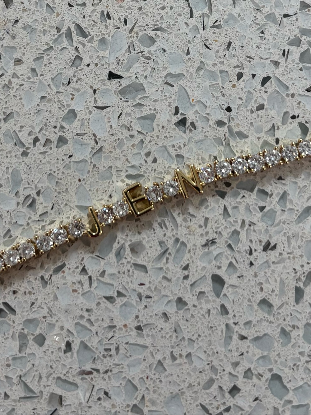 BaubleBar “JEN” Gold Tone Decorative Tennis Bracelet
